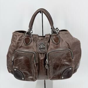 Car Shoe Brown Leather Satchel Shoulder Bag Crossbody Multi Pocket Y2k Designer